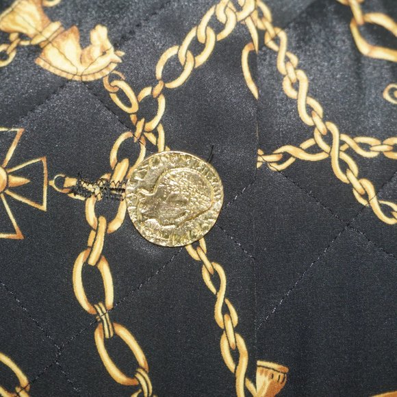 Vintage 80s Quilted Cropped Chain Coin Jacket - Picture 2 of 12